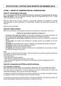Statuts Office des Sports